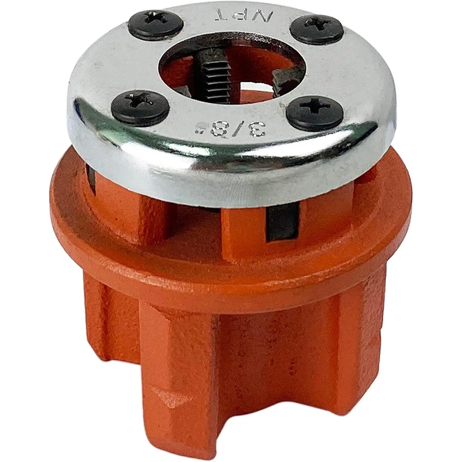 Ratchet Pipe Threader Kit with 3/8-in Malleable Iron Dies, Wear-Resistant Hinge Plate for Pipe Threading Tasks