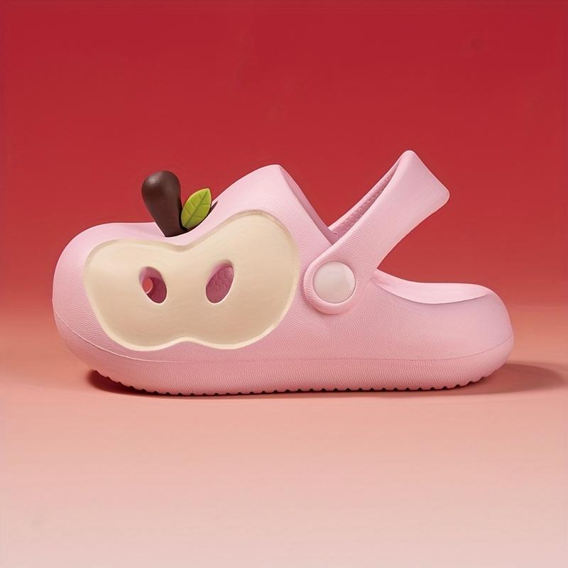 Children's Apple Clogs Summer Closed-Toe Cool Slippers for Boys and Girls, Toddlers, and Kids, Non-Slip Soft Sole Baby Beach Shoes, Cute Slippers for Middle and Older Toddlers