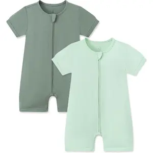Rayon Viscose from Bamboo Baby Zipper Romper,Soft Jumpsuit Short Sleeve One Piece Coverall for Boy Girl(Gift)
