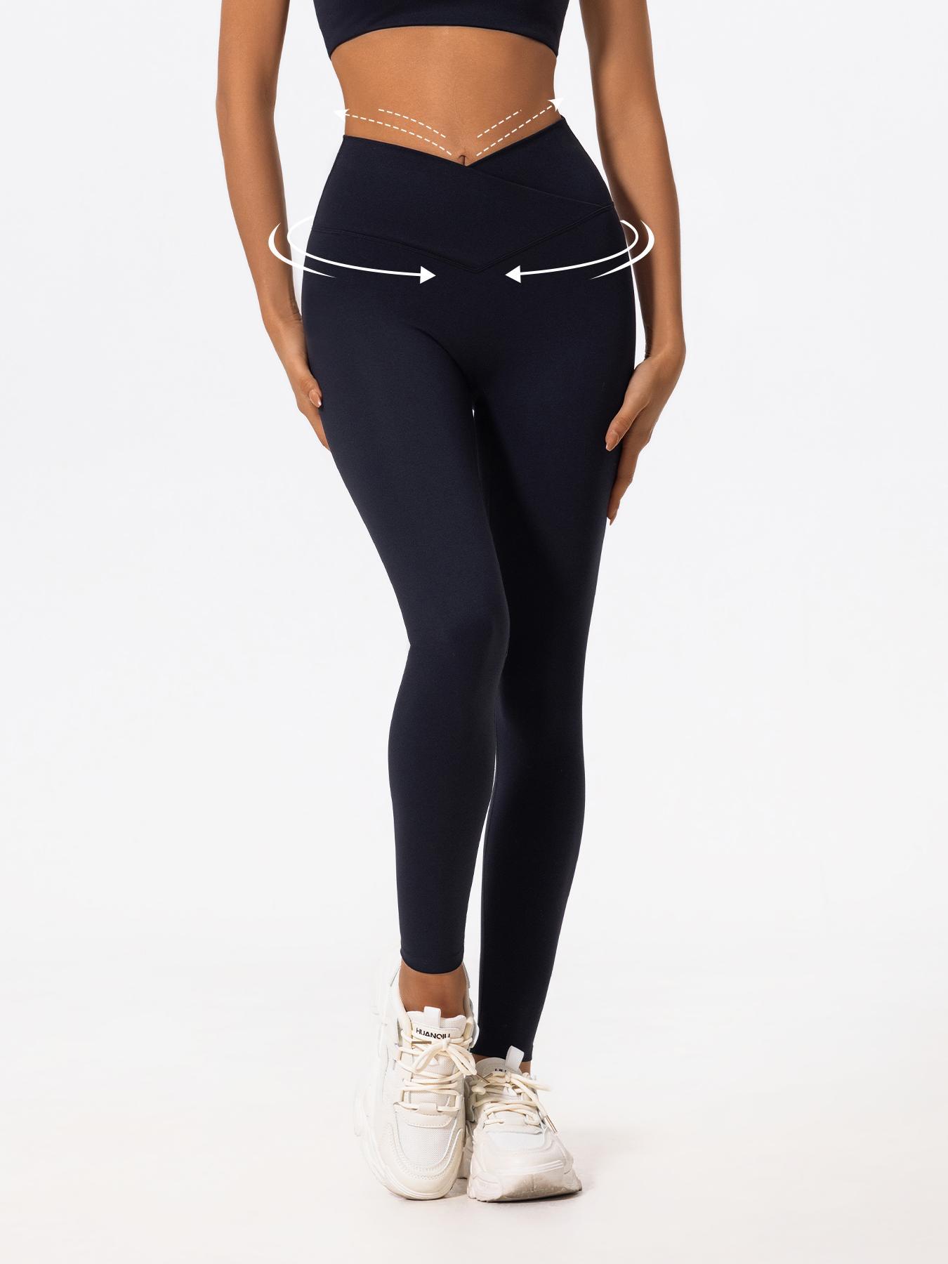 Women's Solid Color High Waist Sports Leggings, High Stretch Casual Comfortable Breathable Tummy Control Butt Lifting Yoga Leggings, Ladies Sportswear for Indoor Outdoor Wear, High Waisted Leggings