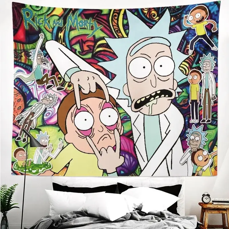 Rick and Morty Tapestry Gi Wall Hangg Backdrop for Room Bedroom Girls Fans Background Banner Party Birthday Supplies Decor