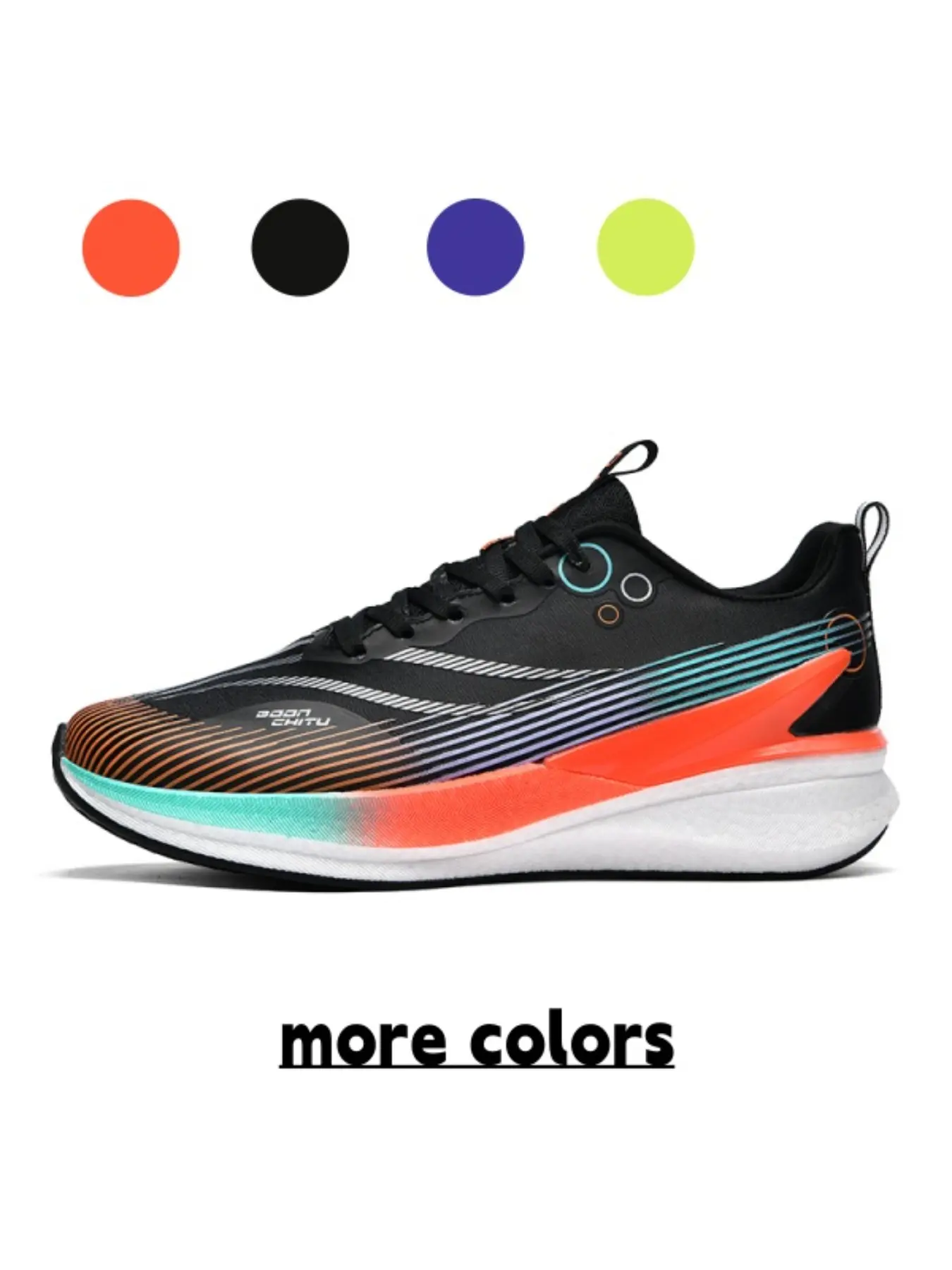 Unisex Black-Orange Gradient Carbon Plate Running Shoes: Full Palm Shock-Absorbing + Breathable Flyknit, Professional Marathon Sneakers