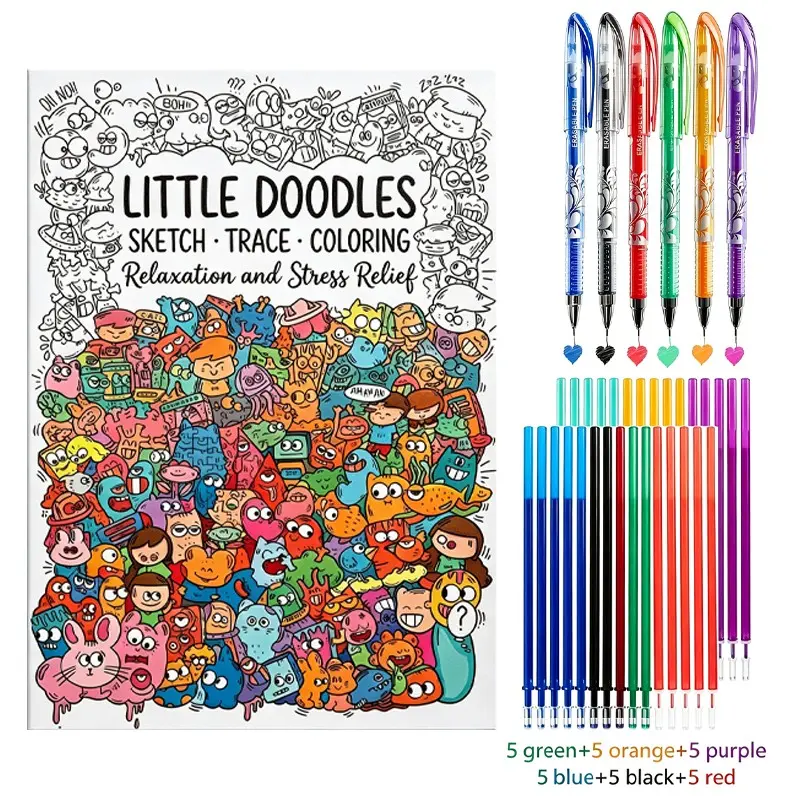 37-Piece Art Drawing Set, Doodle Set for Adults with Mini Pattern Coloring Book and 6 Pens, Complex Line Art for Relaxation and Focus, Ideal Gift for Beginners and Stress Relief, Perfect for Easter and Birthdays