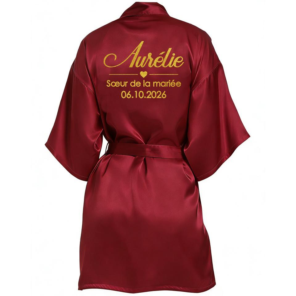 Personalized Name and Date Robe Bride Bridesmaid Bathrobe Birthday Party Gown Add Any Text Robes