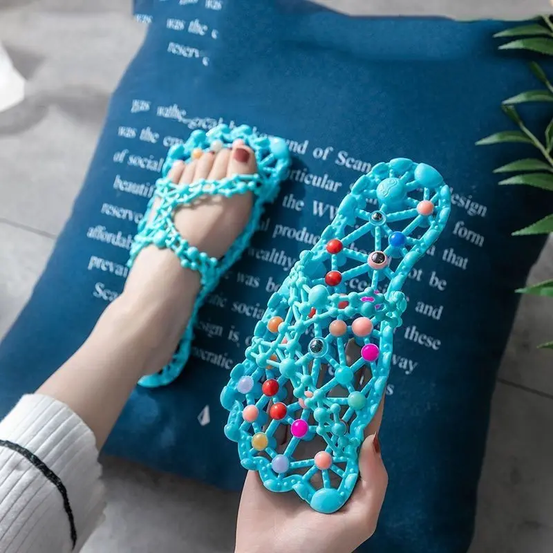 Women's Summer Bathroom Slippers, Anti-Slip Indoor Shower Shoes, Breathable Mesh, Foot Massage, Quick-Dry, Ideal for Dorms and Home, Anti Slip Slides