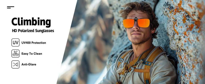Polarized Clip-on Sunglasses with Flip Up Function Anti-Glare UV 400 Driving Glasses Clip-on for Prescription Glasses