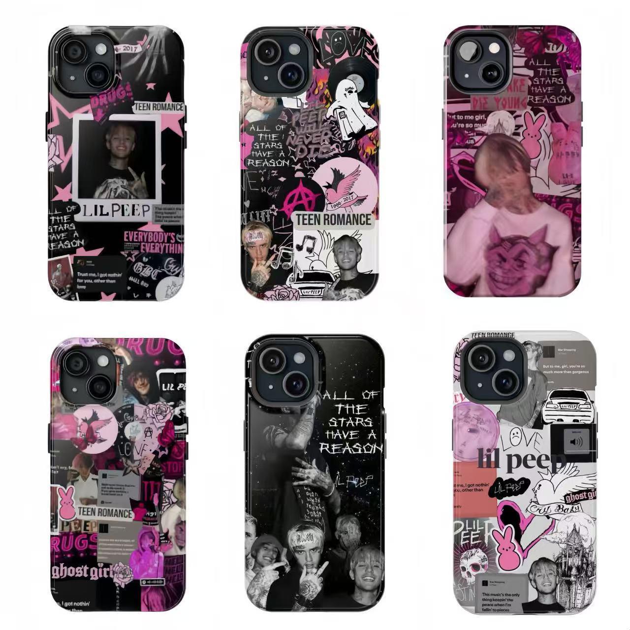 Rapper Lil Peep Collage Phone Case, Impact Resistant Tough Protective Cover Compatible with iPhone 17 Air 16 Pro Max 15 14 13 12 11 Samsung Galaxy S21-S25, Fan Collection Gift for Women & Men