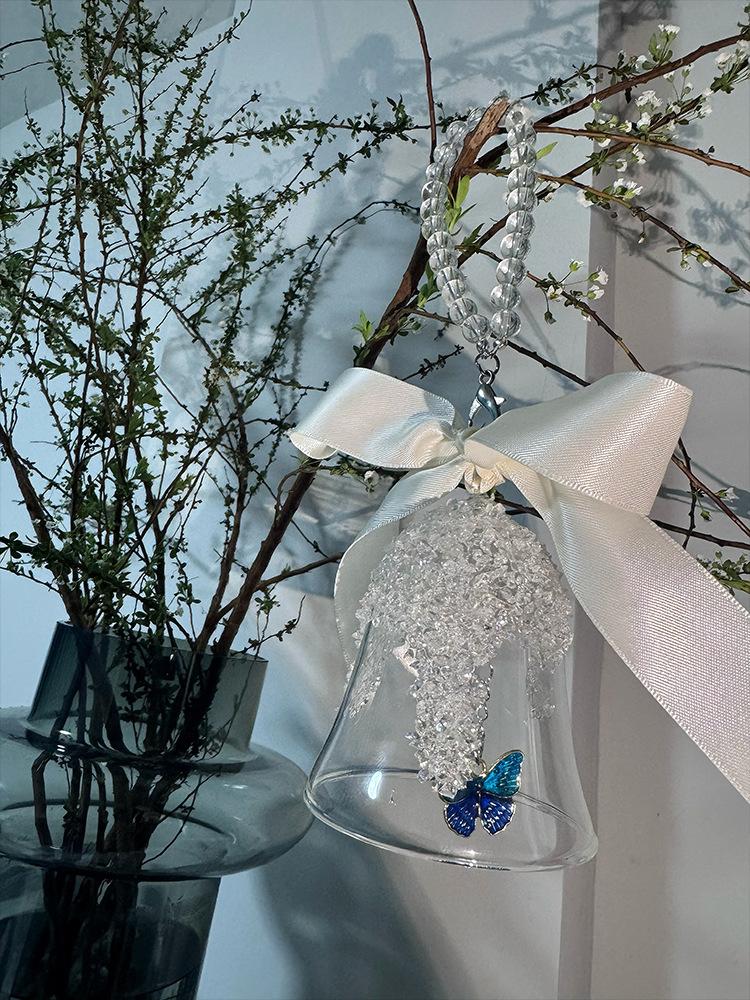 Sparkling Crystal Bell Car Hanging Ornament, Butterfly/Star Design Car Rearview Mirror Decor, Gift for Women