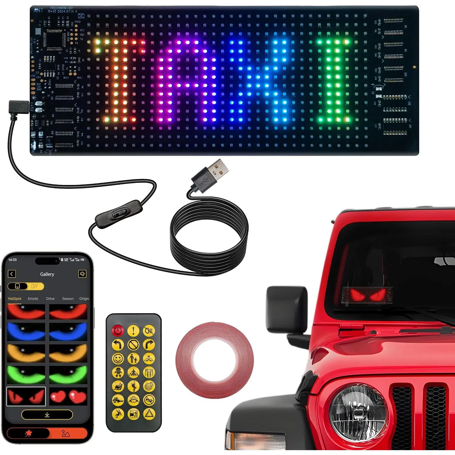 Programmable Scrolling LED Sign for Advertising & DIY Use, 6.81"x2.76" Small Screen Animation 5V LED  Sign for Business Shop Bar Party Festival  Decor,App & Remote Control