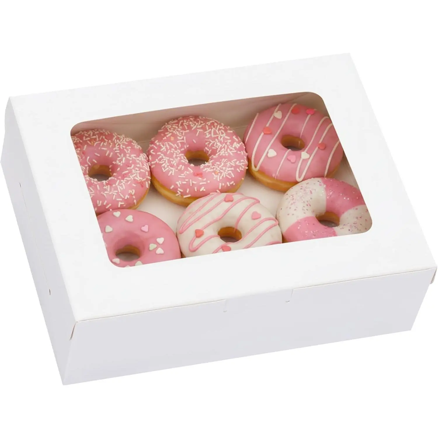 12 count 8x6x2.5 Inches Bakery Boxes with Window, Cookie Boxes for  Strawberries, Donuts, Cupcakes, Muffins and Dessert