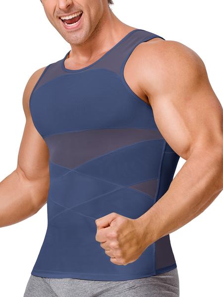 Men's Slimming Shirts, High Elastic Mesh Fabric, Strengthened Waist & Chest, Skin-Friendly Breathable Seamless Outerwear Stretch Tank Tops dailydrip comfyessentials menfashion tiktokshopbacktoschool tiktokshopblackfriday mensunderwearreview halloween