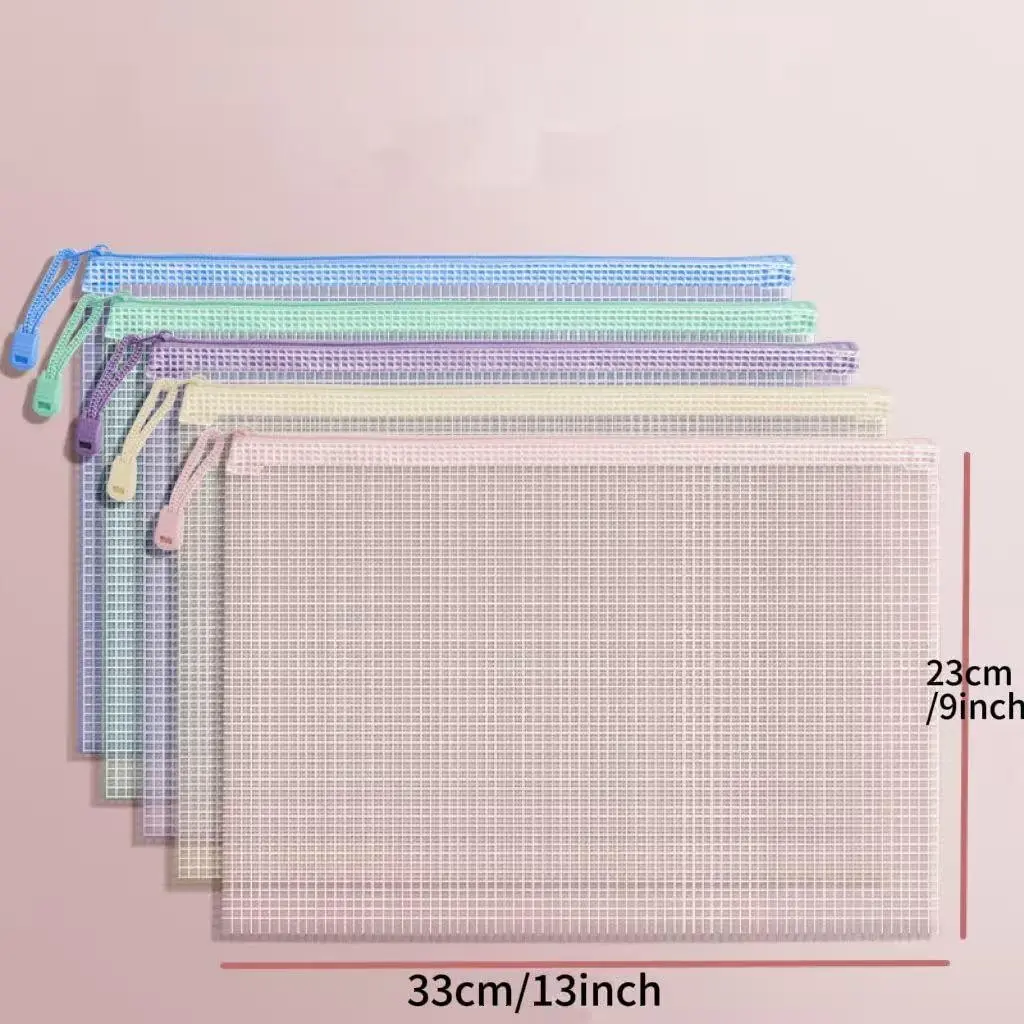 A4 Waterproof Zippered Mesh File Folder | Portable Document Organizer Pouch for School, Classroom, Office & Travel Storage