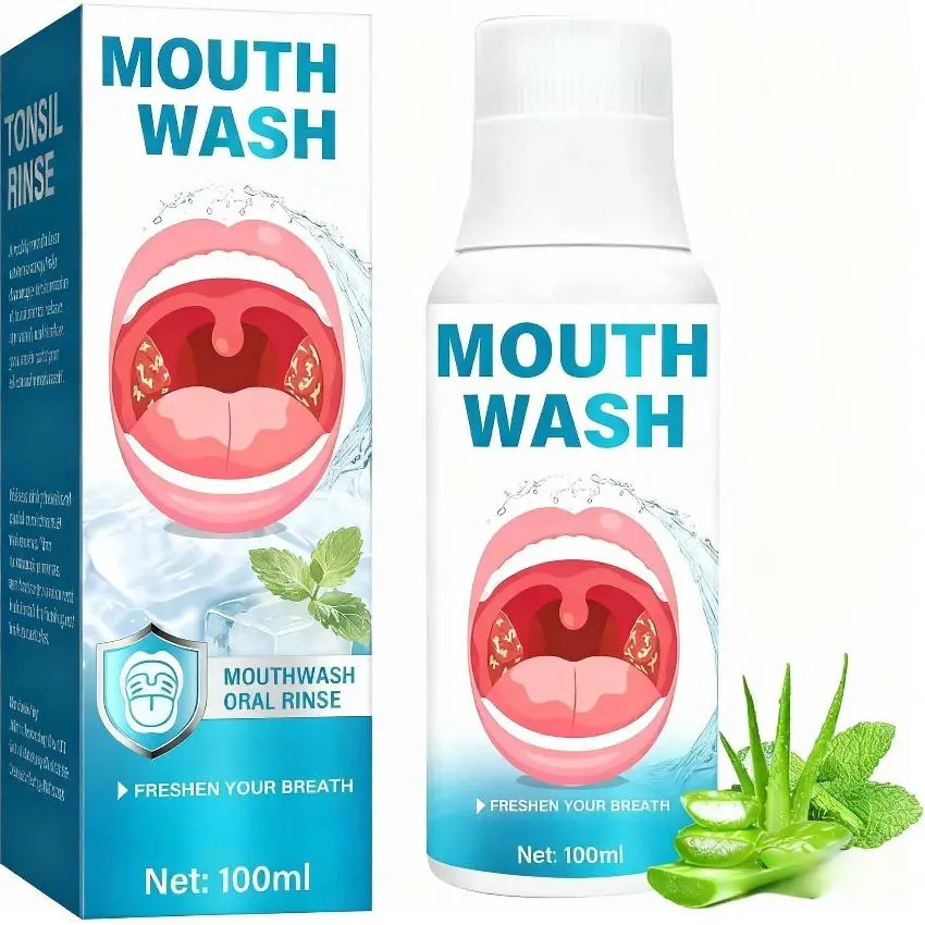 Bad Breath Mouthwash for Tonsil Stone Care, Alcohol-Free Oral Rinse Liquid with Natural Formula for Fresh Breath, 120ml, Coconut