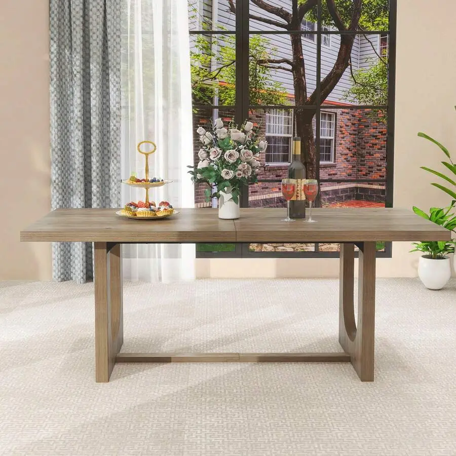 70.8'' Dining Room Table Table With Heavy Duty Wooden Base 6-8 Halloween Christmas Gift