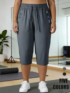 Summer Plus Size Shorts, Loose Fit Quick-Dry Sports Casual Pants, Large Size Wide Leg Seven-Eighths Pants, Breathable Women's Sport Shorts, Basic
