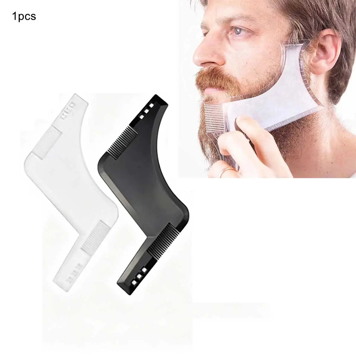 Men Beard Grooming Kit, Beard Shaper Template with Comb, Multi-functional Styling Tool for Goatee & Sideburns, Beard Shaping Tools
