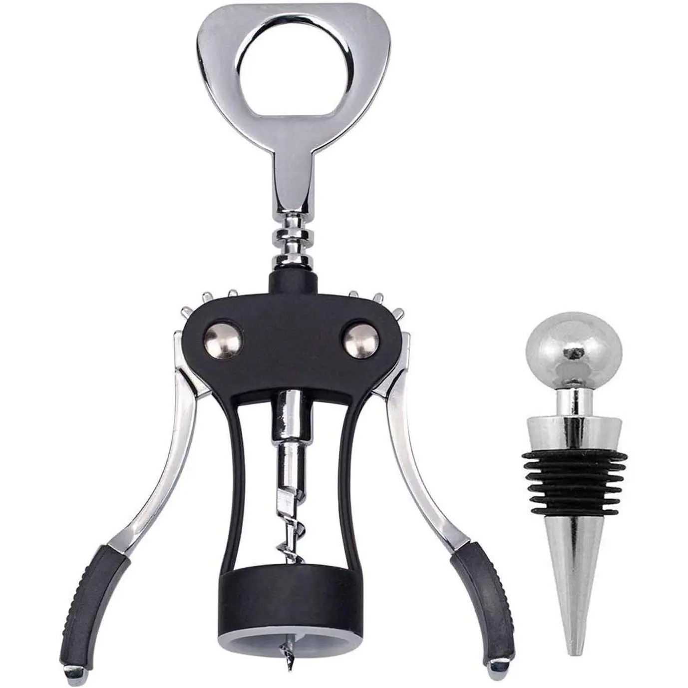Corkscrew, Premium Wine Opener with Bottle Stopper,Multifunctional Corkscrew Wine Cork Opener Bottler Opener Remover for Home, Kitchen,Restaurant,Party and as Gift,Black