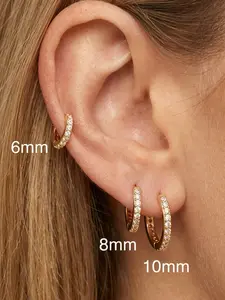 3pcs 925 Sterling Silver Huggie Hoop Earrings Small Hoop Earrings for Women Hypoallergenic Silver Huggie Earring Cartilage Earrings for Women Fashionable Huggie Earrings (6/8/10/MM)