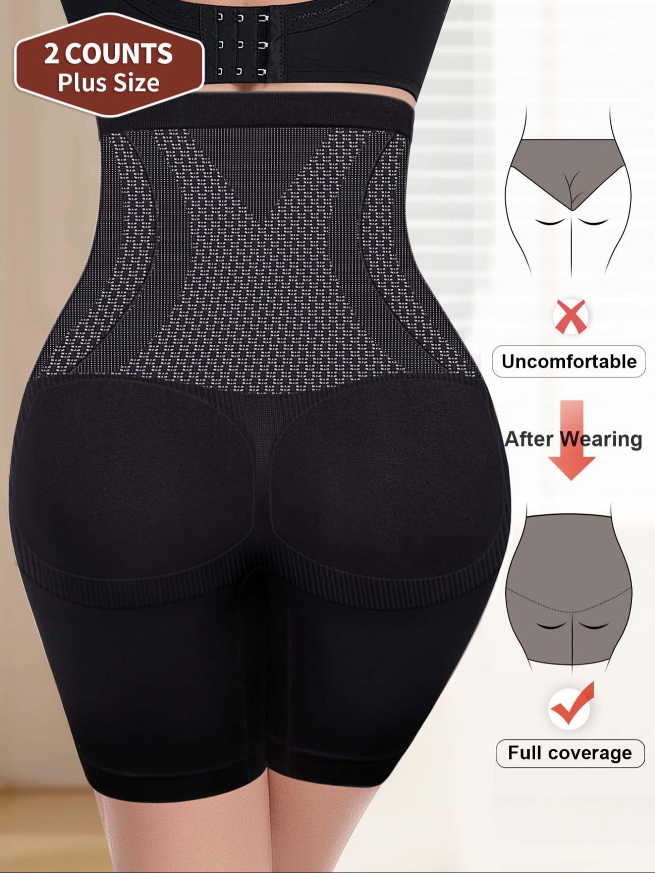 2-Pack MEIYATING  Women's Plus Size High-Waist Control Underwear, Seamless Shapewear Panties, Butt Lifting Leg Sculpting, Premium Quality