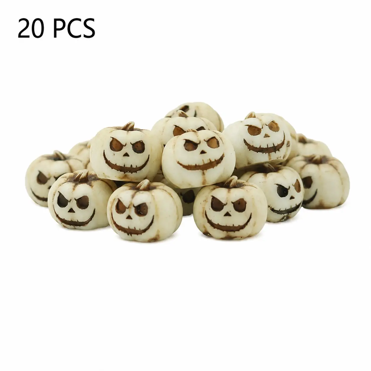 20pcs Halloween Mini Pumpkins, Gothic Pumpkin Heads Ornaments for Outdoor Garden Decor, Party Decoration, Antique Style for Pathway & Aquarium Scenes, Lightweight, Garden Decorations, Festive Decoration
