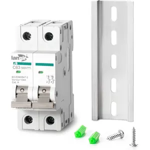 2P DC Circuit Breaker 63A 500V, DIN Rail Mount Solar Disconnect Switch for PV System, Battery, Inverter, RV & Home Electrical Panel