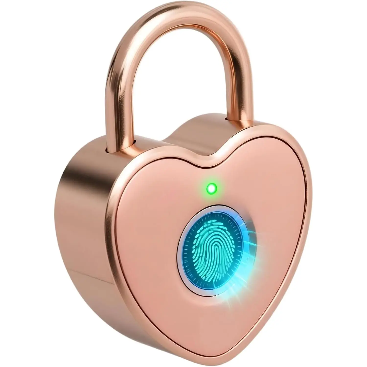Rechargeable Battery Heart-Shaped Rose Fingerprint Padlock, 10-Fingerprint Memory, Suitable for Gym Lockers, Lockboxes