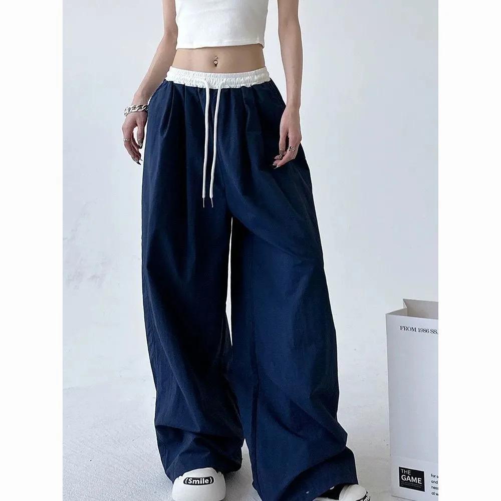High Street Women's Wide Leg Pants Drawstring Y2K Gothic Hip Hop Lady's Cargo Pants Hotsweet Matching Female Trousers Summer New