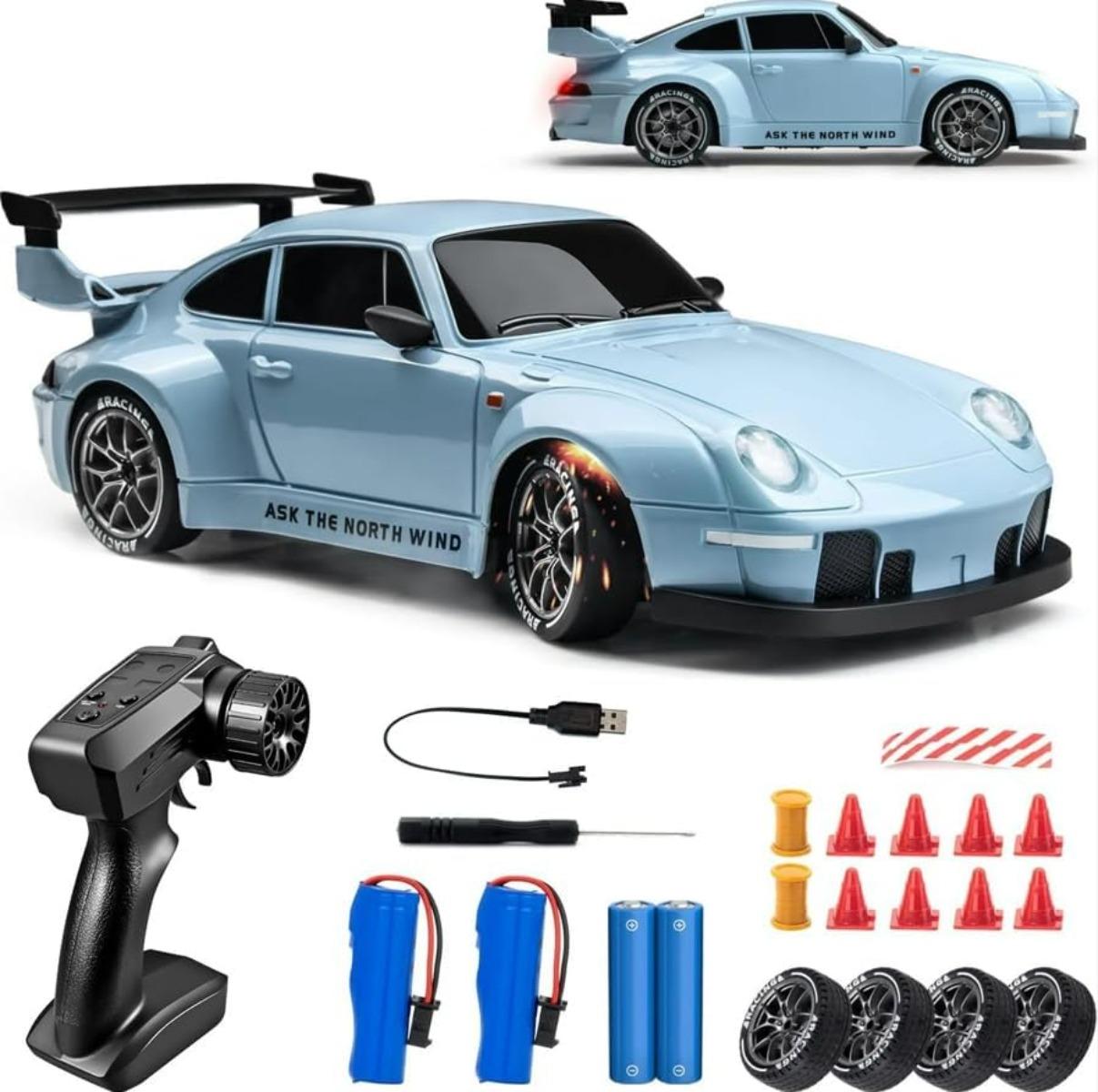 2.4GHz high-speed remote control drift car, 1:24 ratio four-wheel drive, with LED lights and dual batteries. Dual mode racing. Remote drifting pickup truck, high-speed remote control car, ideal gift for Easter and birthdays, super cool boy toy.