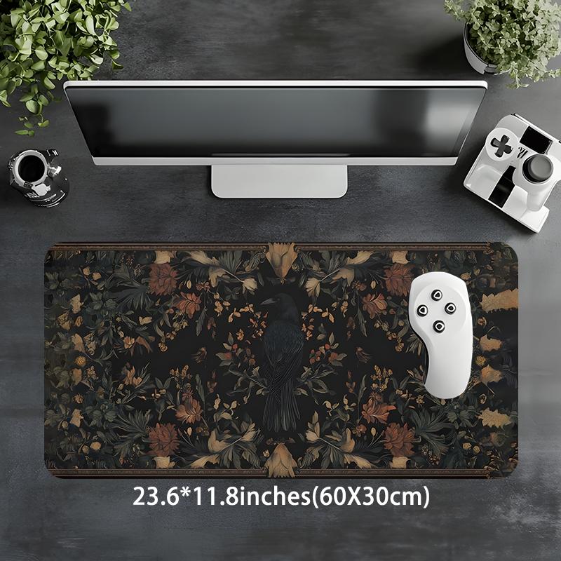 Vintage Floral Pattern Mouse Pad, Rectangle Gaming Mouse Pad, Non-slip Rubber Base Desk Keyboard Mat for Home Office, Desktop Accessory