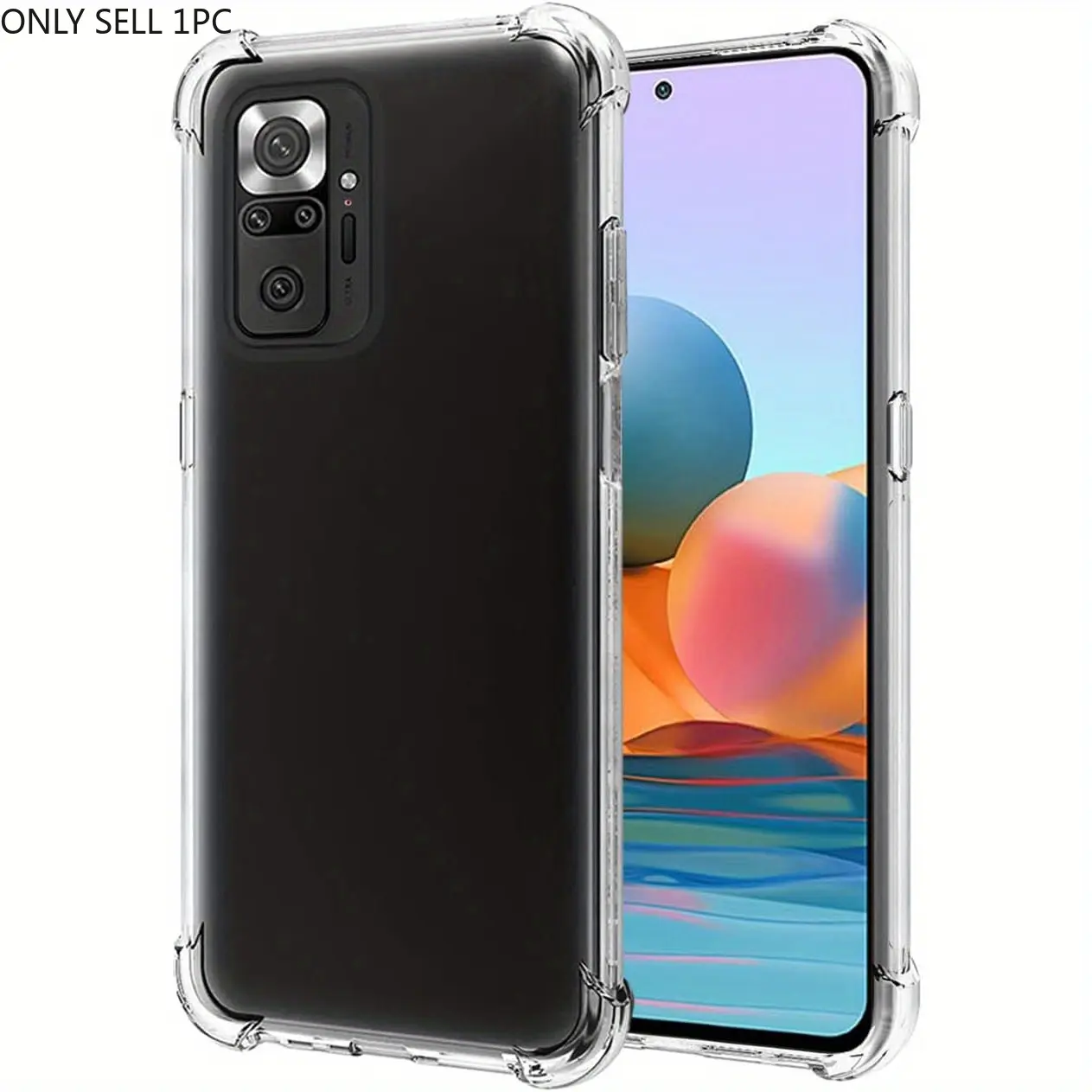 Case for Xiaomi Redmi Note 10 Pro / Redmi Note 10 Pro Max, Clear Phone Case with Reinforced Corners Camera Protection Bumper Slim Fit Shockproof Flexible TPU Case, Transparent