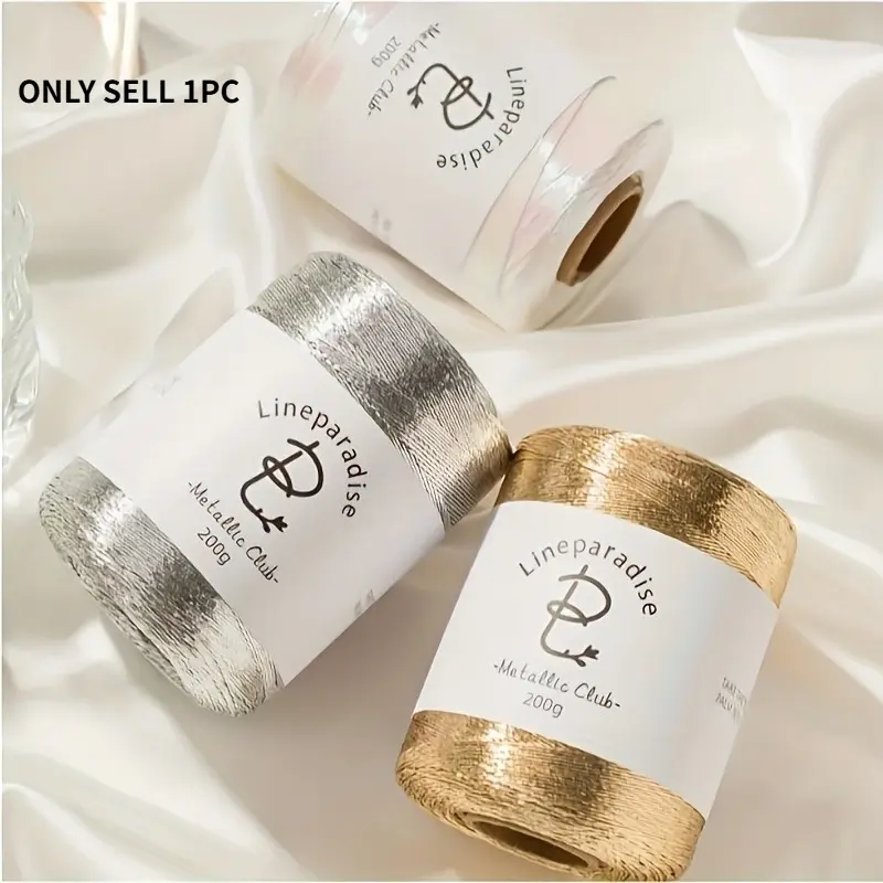 1mm Silver-Core Thread – Gold-Tone Crochet Cord for DIY Bags and Christmas Decorations
