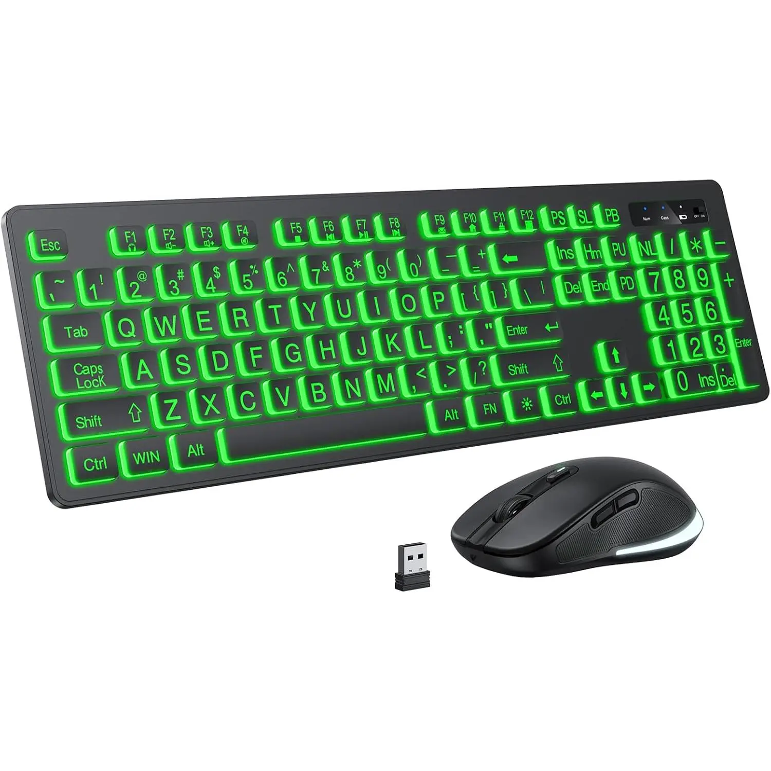 Large Print  Keyboard and  - 7 Colors Backlit Keyboard, Oversize Letters  Easy to See and Type, Rechargeable Keyboard and  with Light Up Key, Compatible for PC, Windows, Gaming