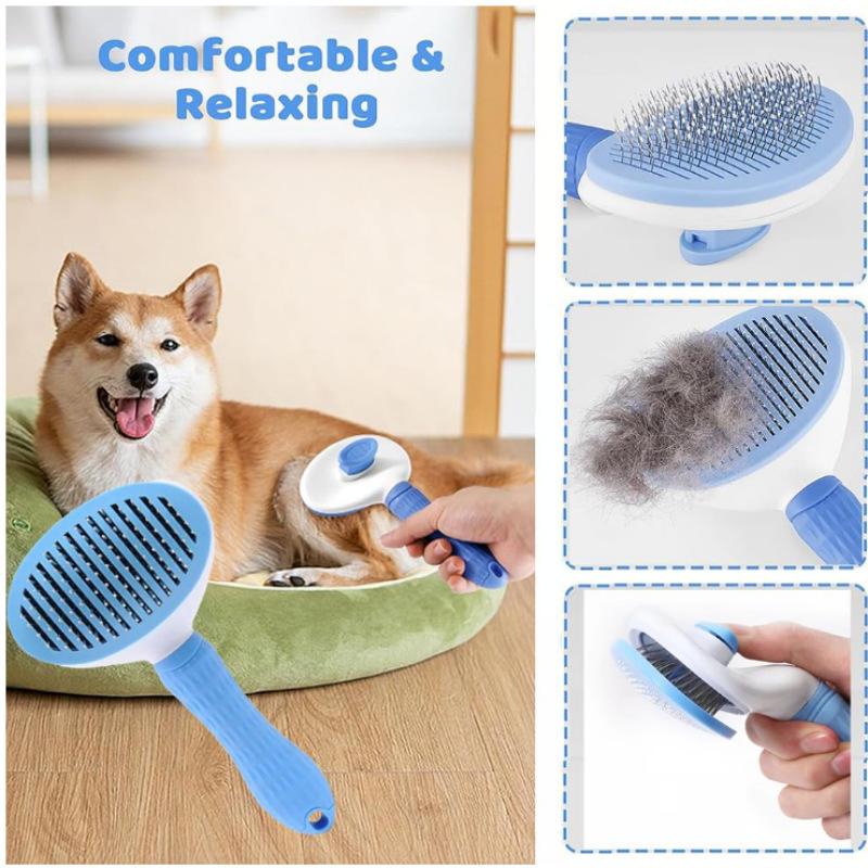 7-Piece Pet Grooming Kit for Cats & Dogs: Self-Cleaning Slicker Brush, Nail Clippers, File, and Shedding Remover