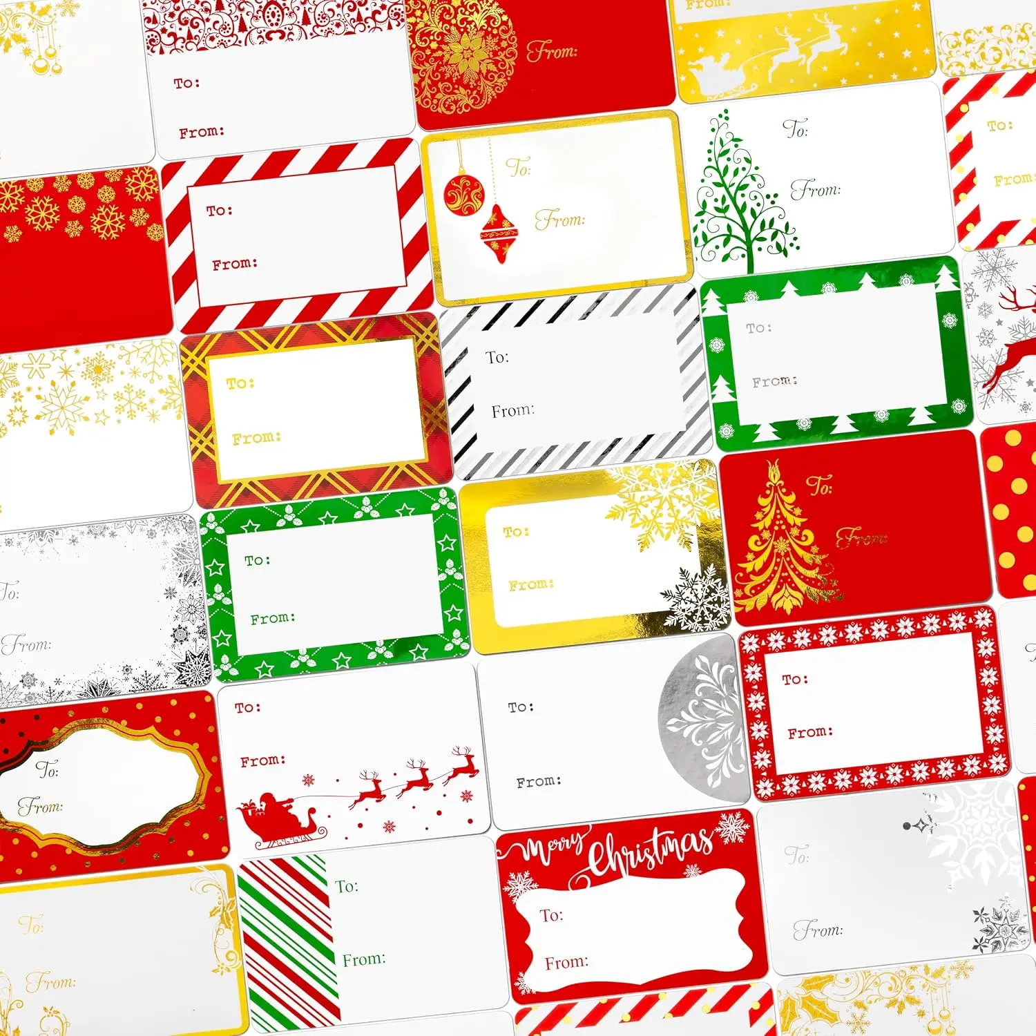 160 Pack Christmas Name Tag Stickers Present with  &  Foil, 3"x2" 32  Patterns of to from Christmas Labels  for , Adults, Family, , and Business.