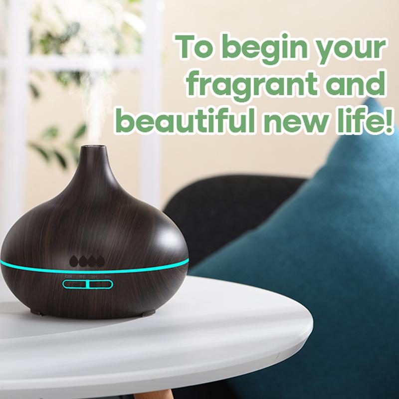 Oil Diffuser, 550ml Aromatherapy Diffuser with 6x10ml Included, 7x2 Colorful LED Night Light, 23dB Quiet BPA-Free Essential Oil Diffusers for Home, 16H Lasting, 4 Timers, Auto Off, Black humidifier air  purifier Lamp Diffuser with Cool Mist