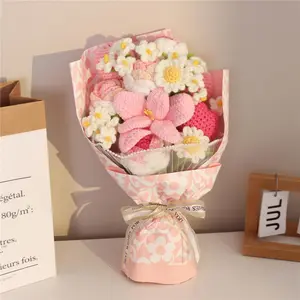 1 Bunch Handmade Knitted Flower Crochet Flower Decor, Cute Knitted Flower Bouquet Artificial Flowers, Room Decor & Gift for Her, Ideal for Weddings, Anniversaries, Valentine’s Day, Birthday, Mother’s Day & Thanksgiving #TOP PICKS