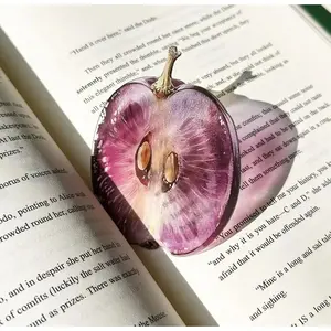 1 Pc Fruit Shaped Semi Transparent Acrylic Bookmark, Grape Apple Fig Page Marker For Back To School Supplies, Book Club Favors, Daily Reading And DIY Craft Use summervibes☀️