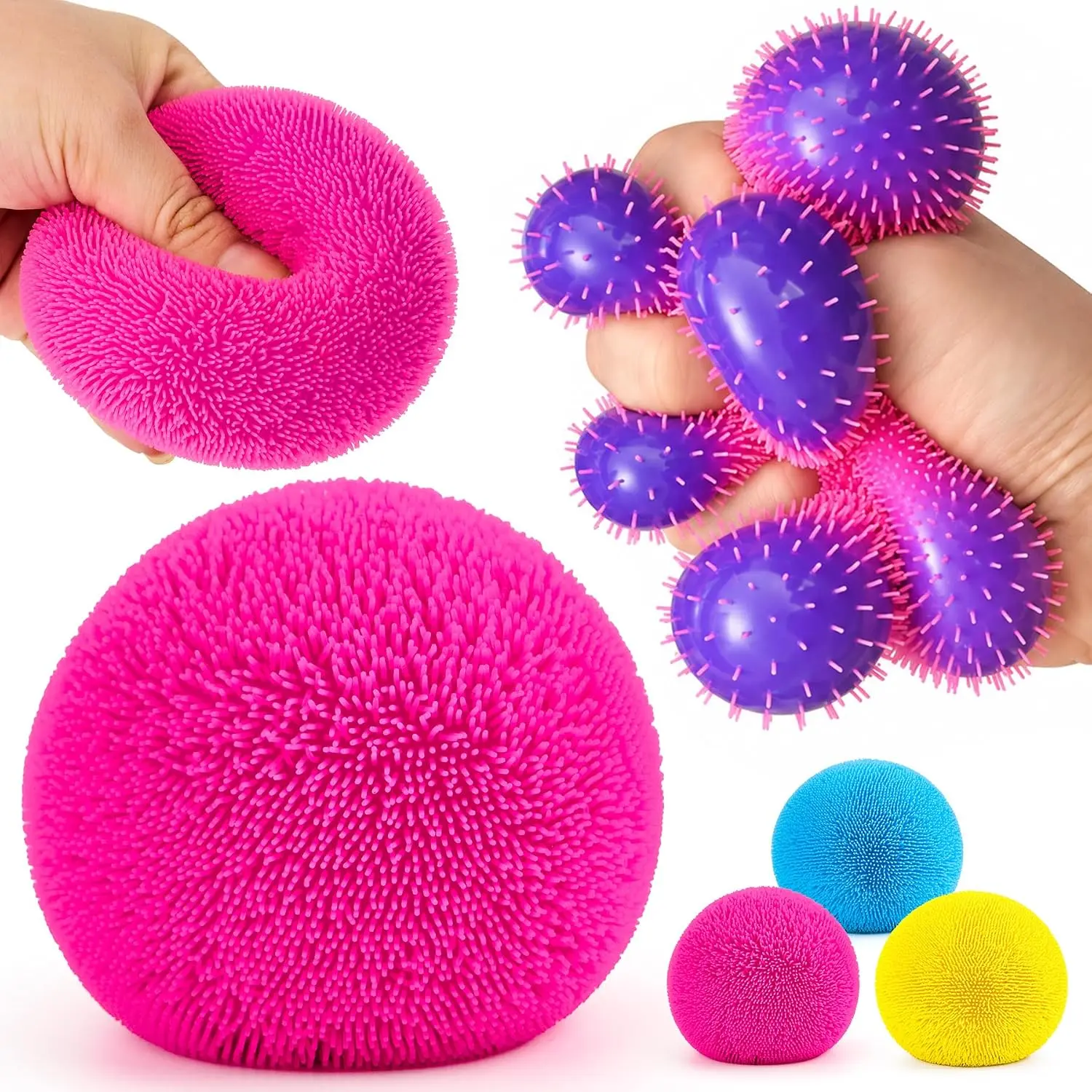 Squishy Fuzz Ball, Stress Ball Fidget Toy for Kids & Adults