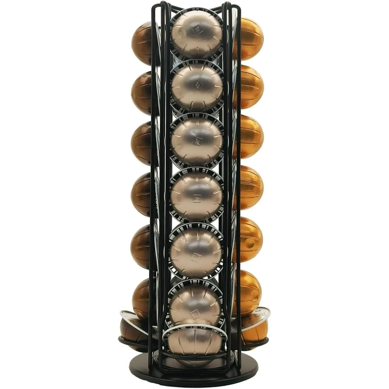 Miuly Coffee Capsule Holder For Nespresso Vertuoline, Coffee Capsule Stands Rotating Pod Rack holds 28 Nespresso Vertuo Pods, Black