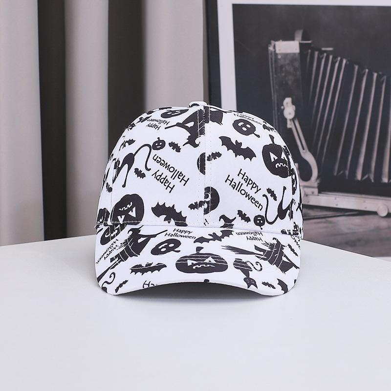 New cross-border Halloween baseball cap, outdoor casual sun hat for women, fashionable and versatile, popular printed duckbill cap