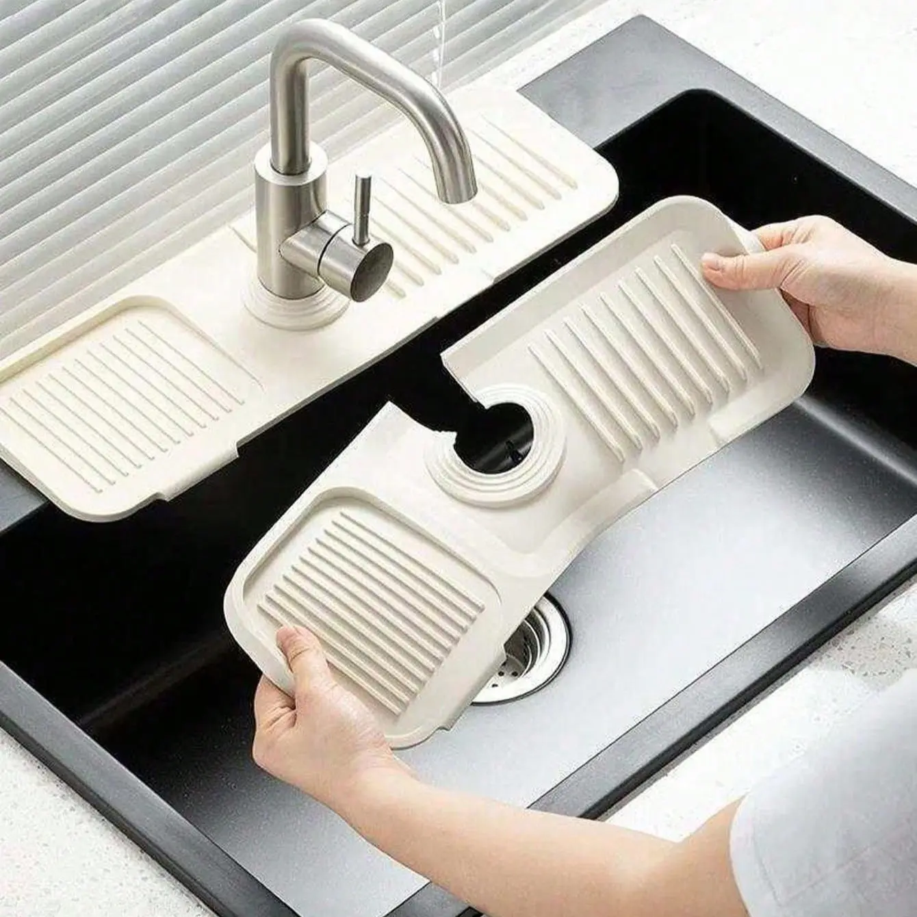 Silicone Sink Pad, Anti-Spill Mold-Resistant Faucet Tray, Non-Slip Water Collector, Adjustable Size, Home Kitchen & Bathroom Accessory, Splash Pad, Water Splash Guard