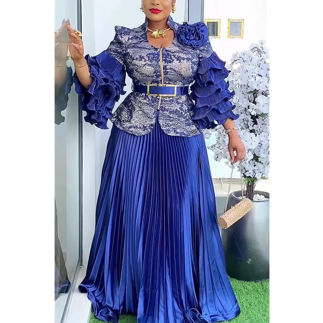 African Clothes for Women 2 PCS Sets Tops And Skirts Suits Dashiki Ankara Turkey Outfits Gown Plus Size Wedding Party Dresses