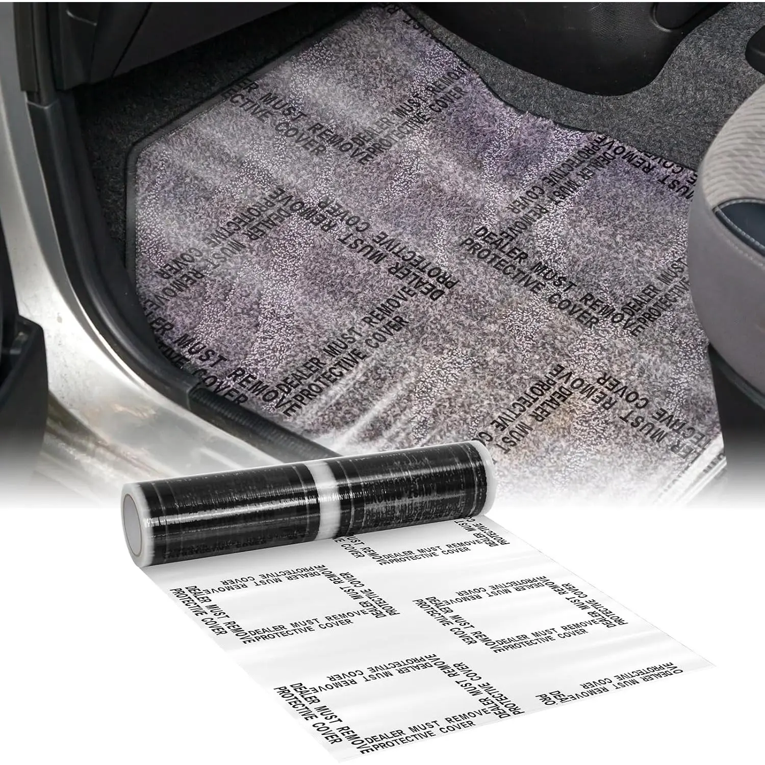 4 mil Auto Adhesive Plastic Floor Mat 21" x 200'  Care Products Carpet Protector Film Roll Sticky  Floor Mats Perforated Protector Cover Sheets Every 24", 150 Mats Per Roll