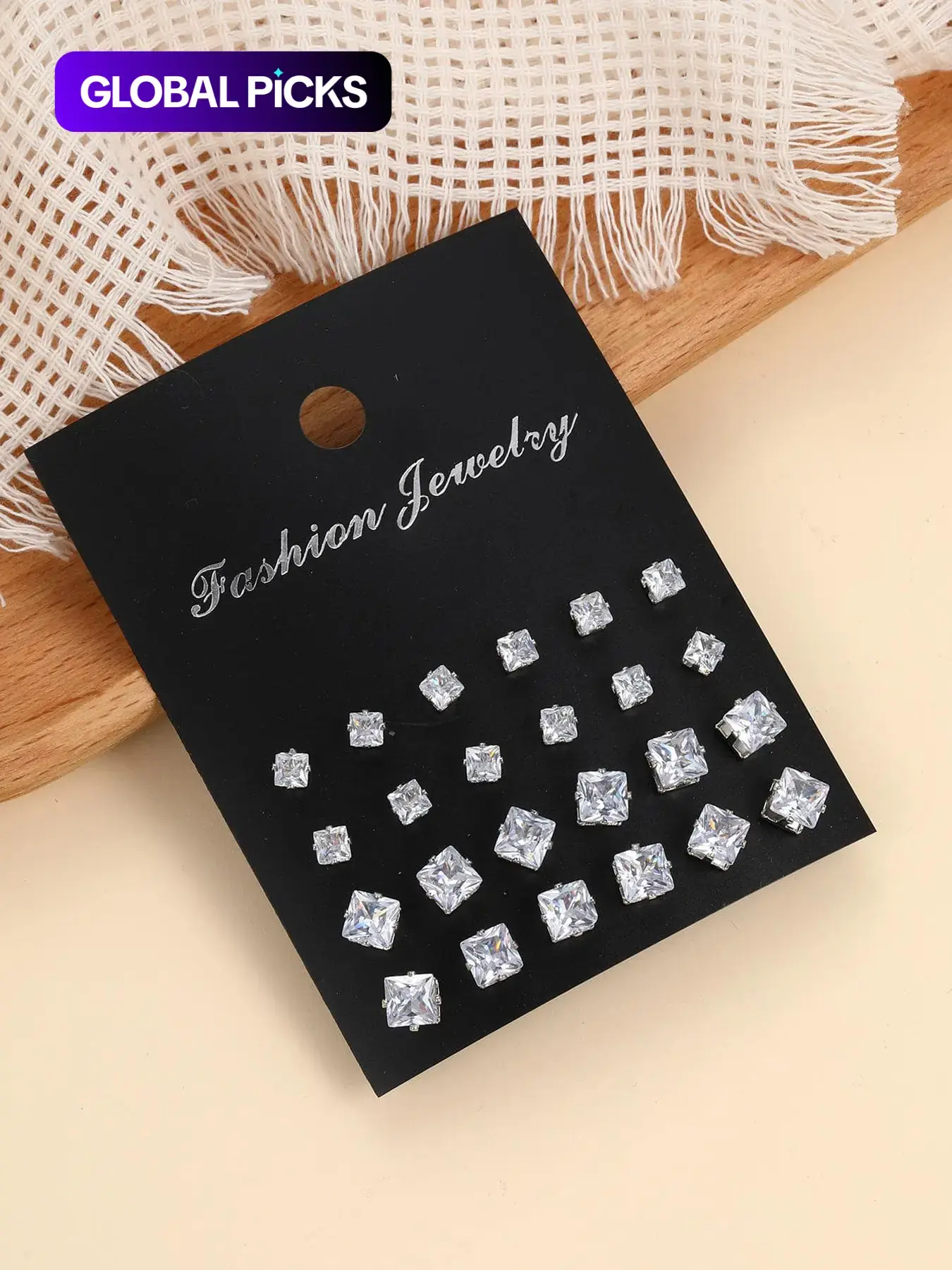 Fashion Mixed Size Rhinestone Decorated Stud Earrings, Casual Heart & Square Shaped Stud Earrings for Women & Men, Jewelry for Party, Daily Clothing Decor for Girl & Boy, Valentine's Day Gift