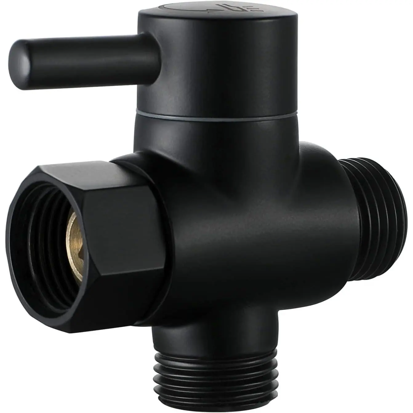 Modern G1/2 Thread Brass Shower Arm Diverter Valve (Matte Black) - 3-Way Shower Control Part for Hand Held and Fixed Showerheads, Bathroom Fixtures Accessory