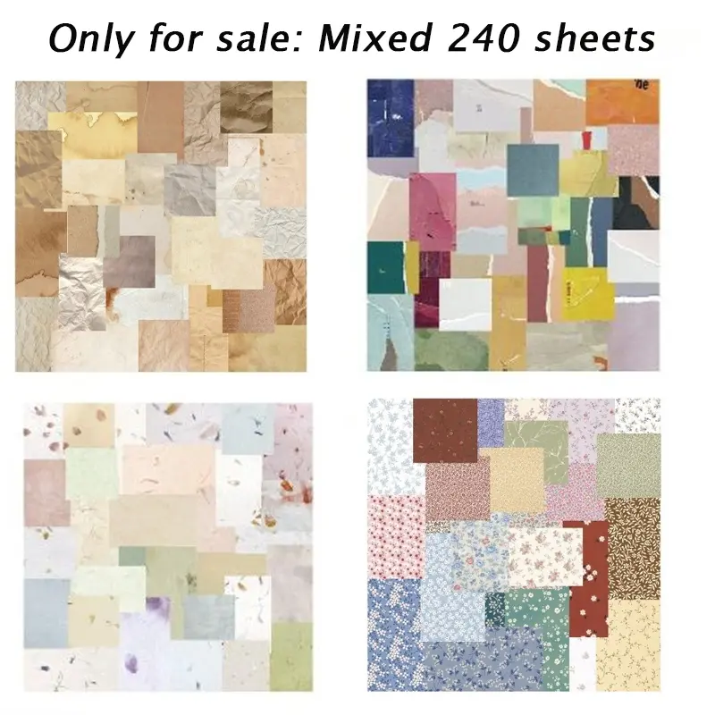 240 sheets, vintage collage material paper. Village house garden light hand tent DIY decoration non adhesive base note background paper.