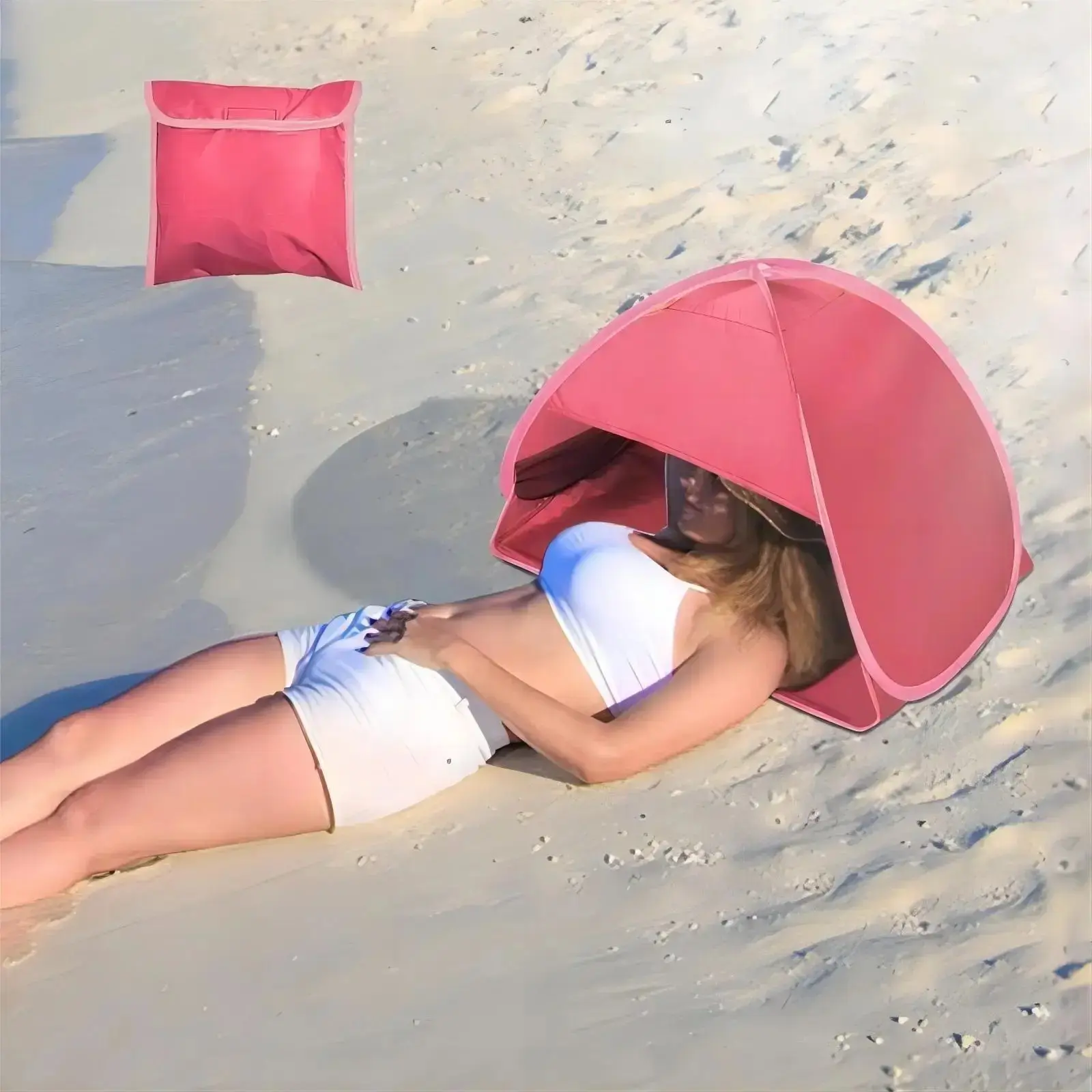 Portable Beach Tent for Outdoor Use, Instant Pop Up Sun Shelter with UV Protection, Quick Setup Canopy Tent with Carry Bag, Lightweight Shade Tent for Beach, Camping, Travel, Picnic & Family Outdoor Activities sohochic