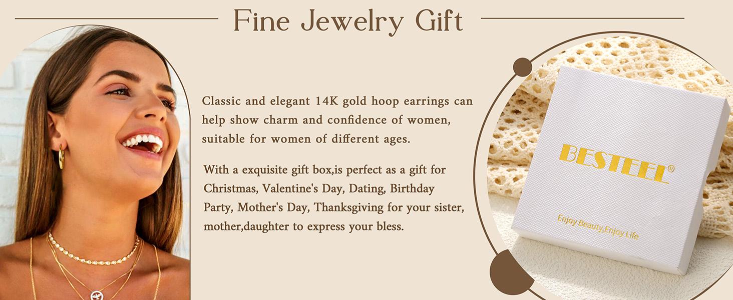 BESTEEL 14K Chunky Gold Plated Hoop Earrings for Women With 925 Sterling Silver Post Hollow Tube Hoops Earrings 4mm Thick Gold Hoop Earrings Hypoallergenic Lightweight Gold Large Hoop Earrings 25/30/40/50/60/70MM