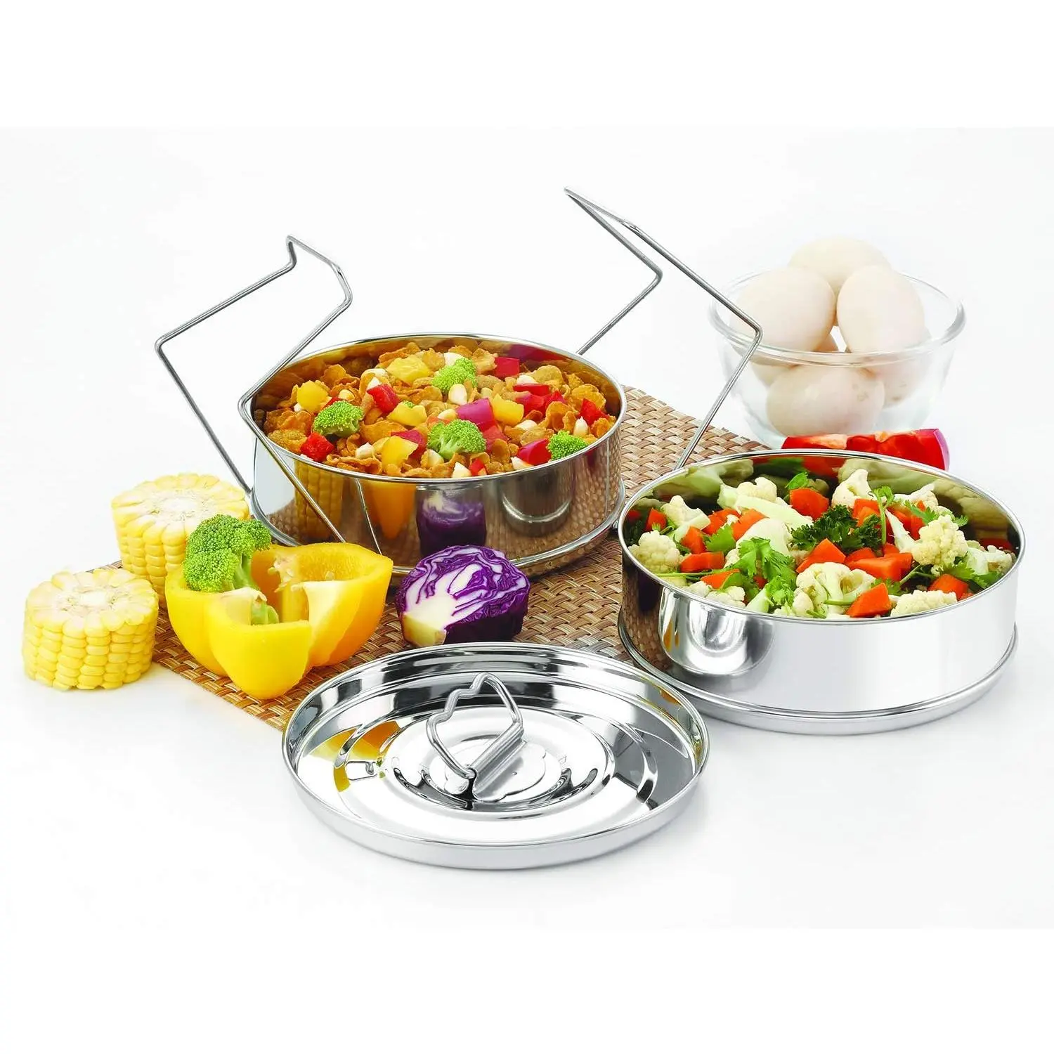 Stackable Stainless Steel Insert  - 3QT- Inserts for  - Pan for Instapot - Accessories for  3QT and above -    Accessories - 6.5" L × 6.5" W × 4.0" H