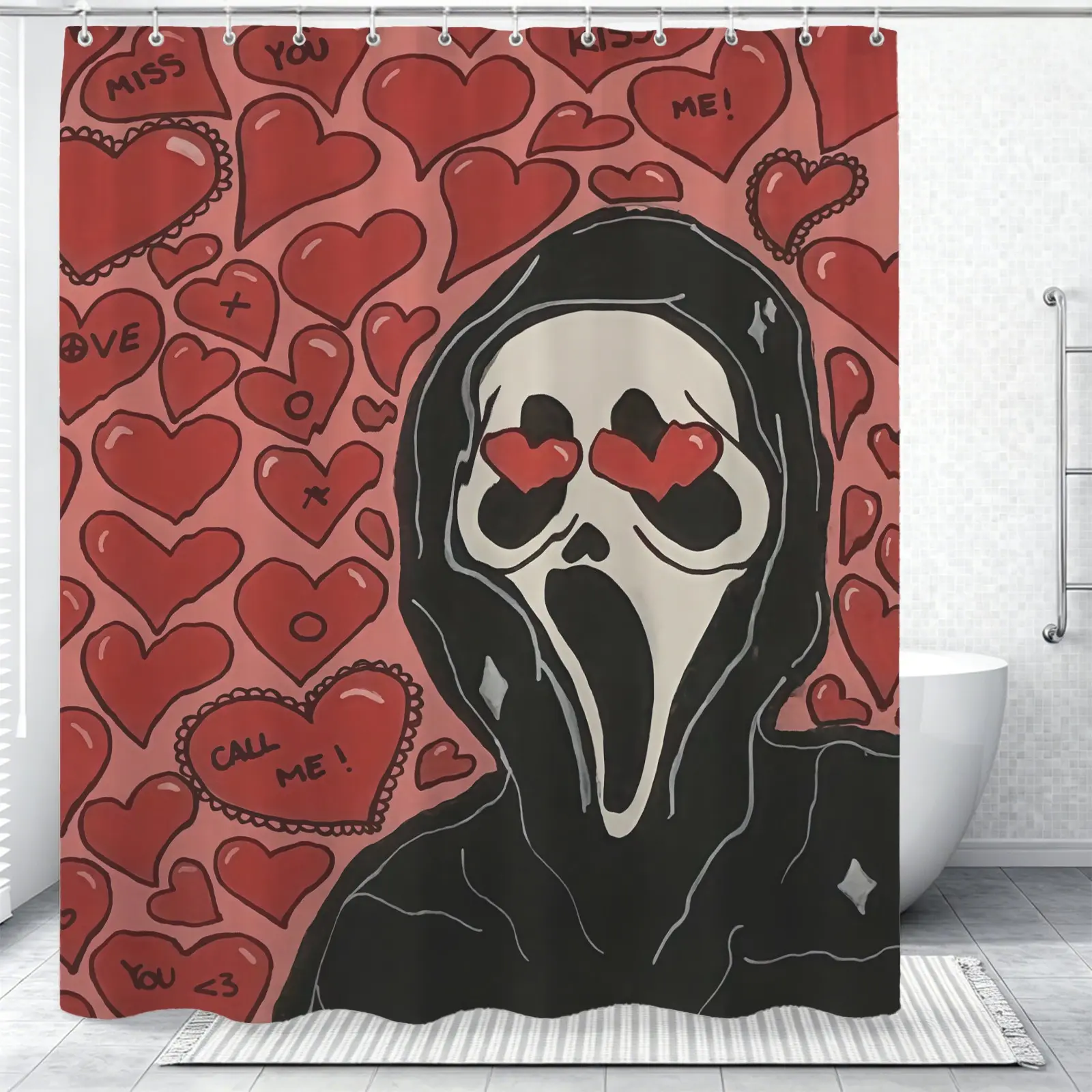 1 Screaming Ghost Printed Shower Curtain, Personalized And Fashionable Pattern, Waterproof And Soft Fabric, Personalized Decoration For Dormitories And Bathrooms